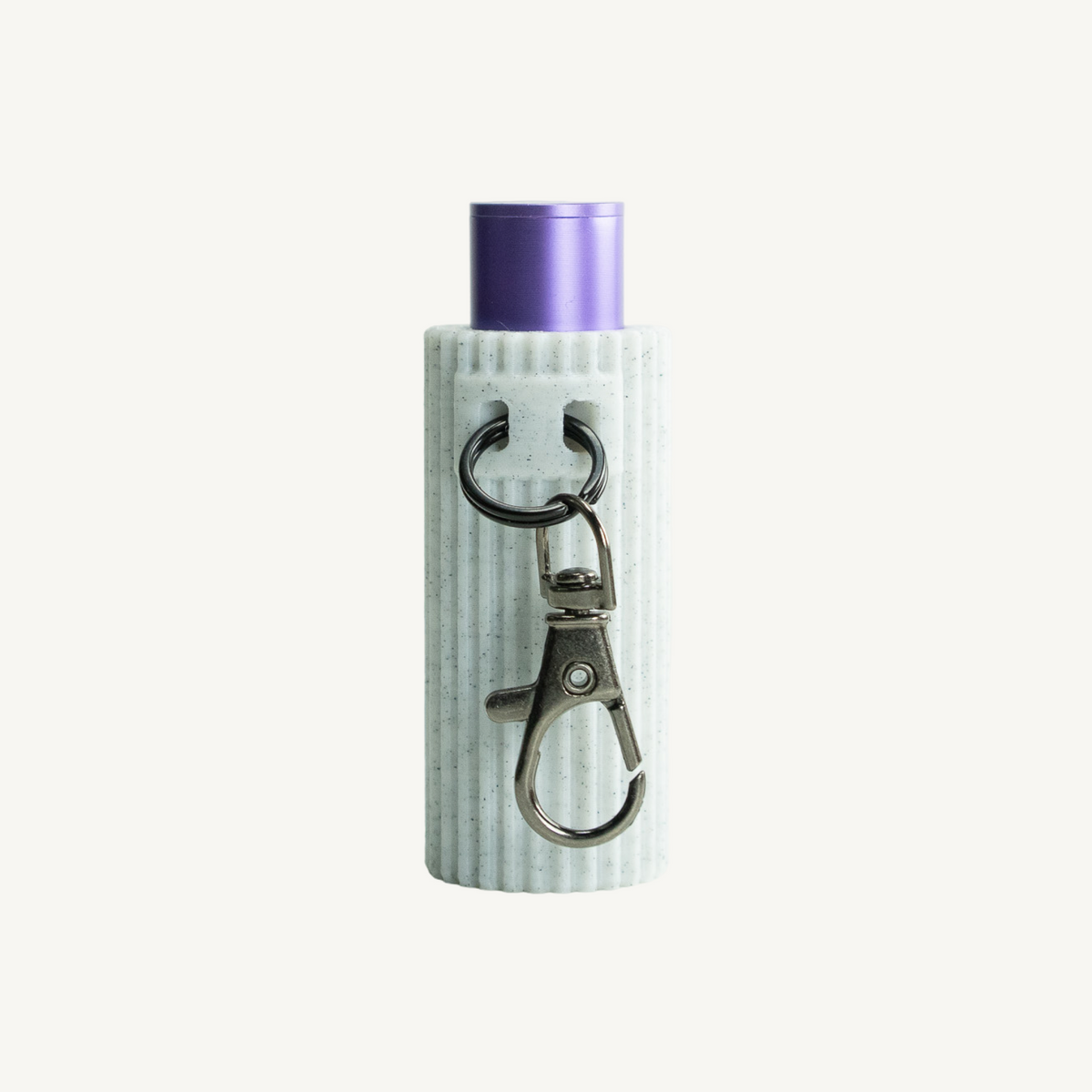 KeySleeve Granite, Flute style, on an inhaler with clip